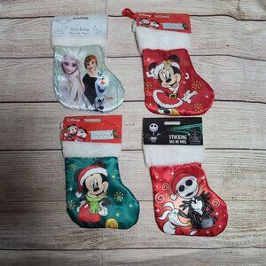 Disney Set of 4 - 7.5" Stocking - Mickey, Minnie, Frozen, Jack Skellington